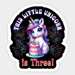 This little Unicorn is Three Sticker